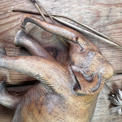 Mid Century Carved Wooden Elephant Figure