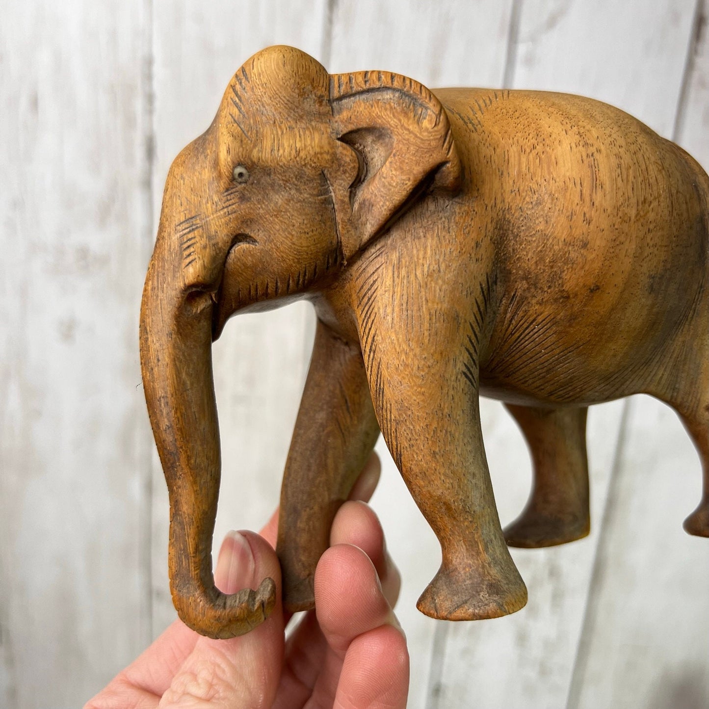 Mid Century Carved Wooden Elephant Figure* - The Blind Mole