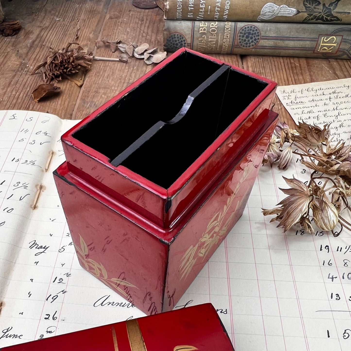 Small Wooden Red Keepsake, Playing Card Box