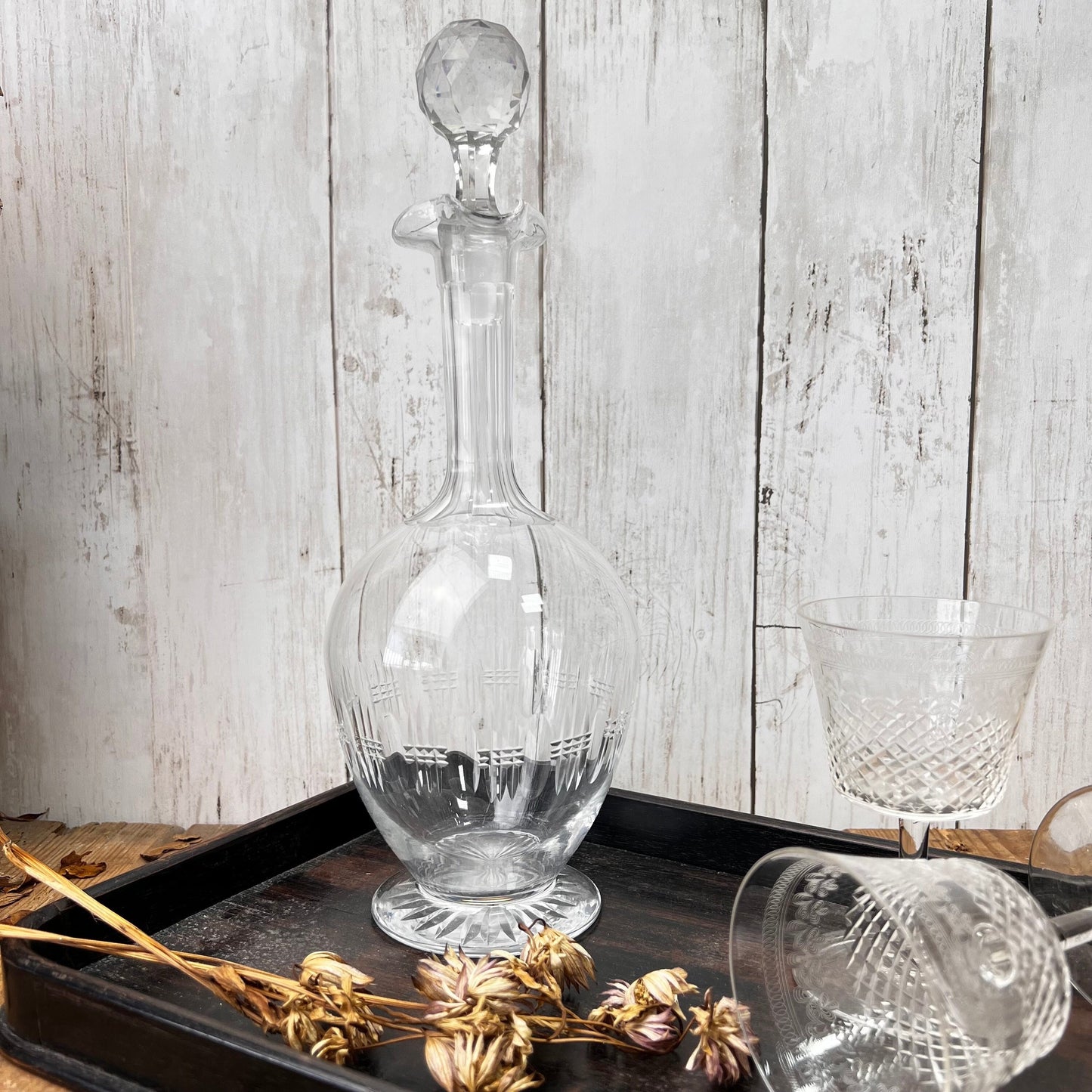 Victorian Etched Glass Antique Decanter