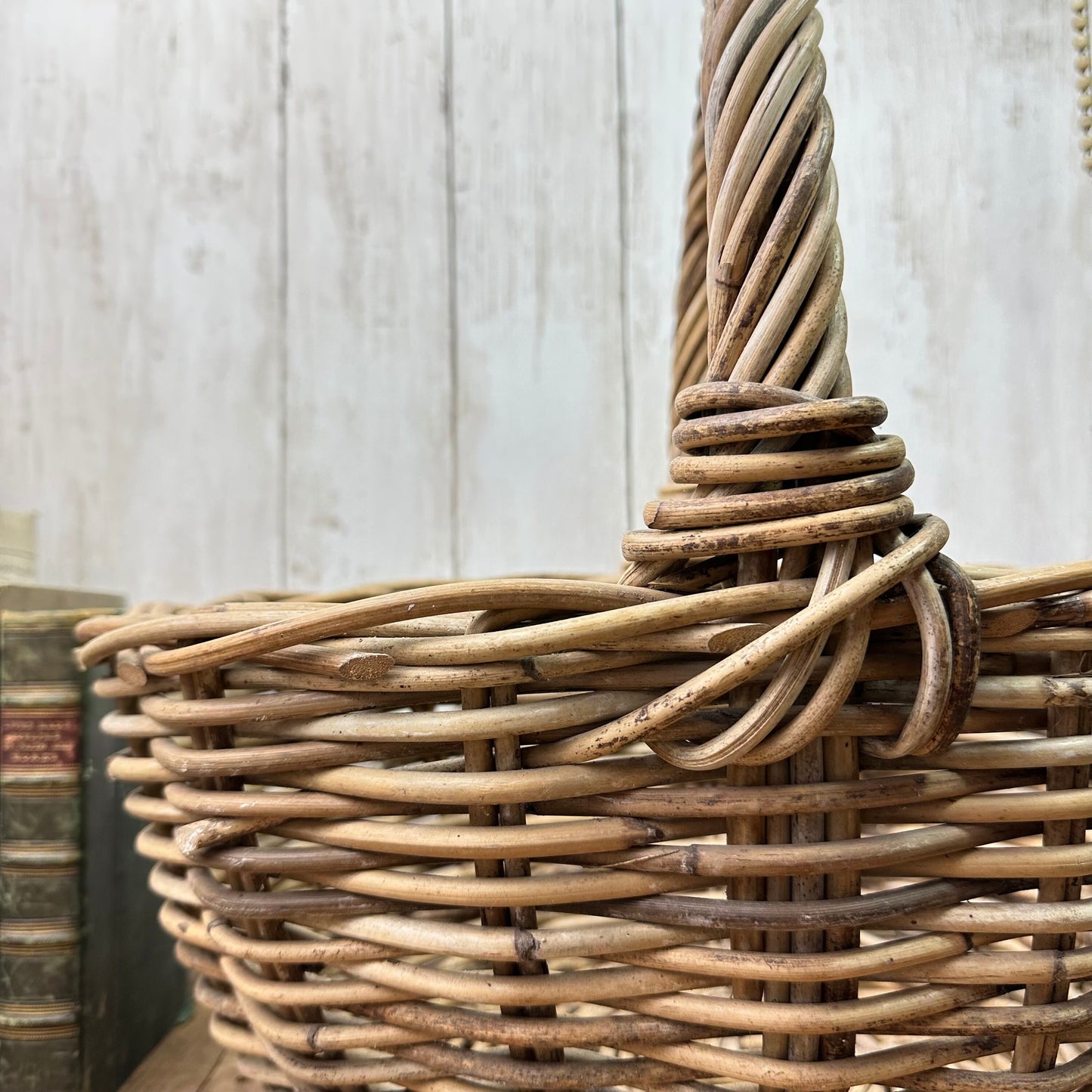 Vintage wicker hand woven basket