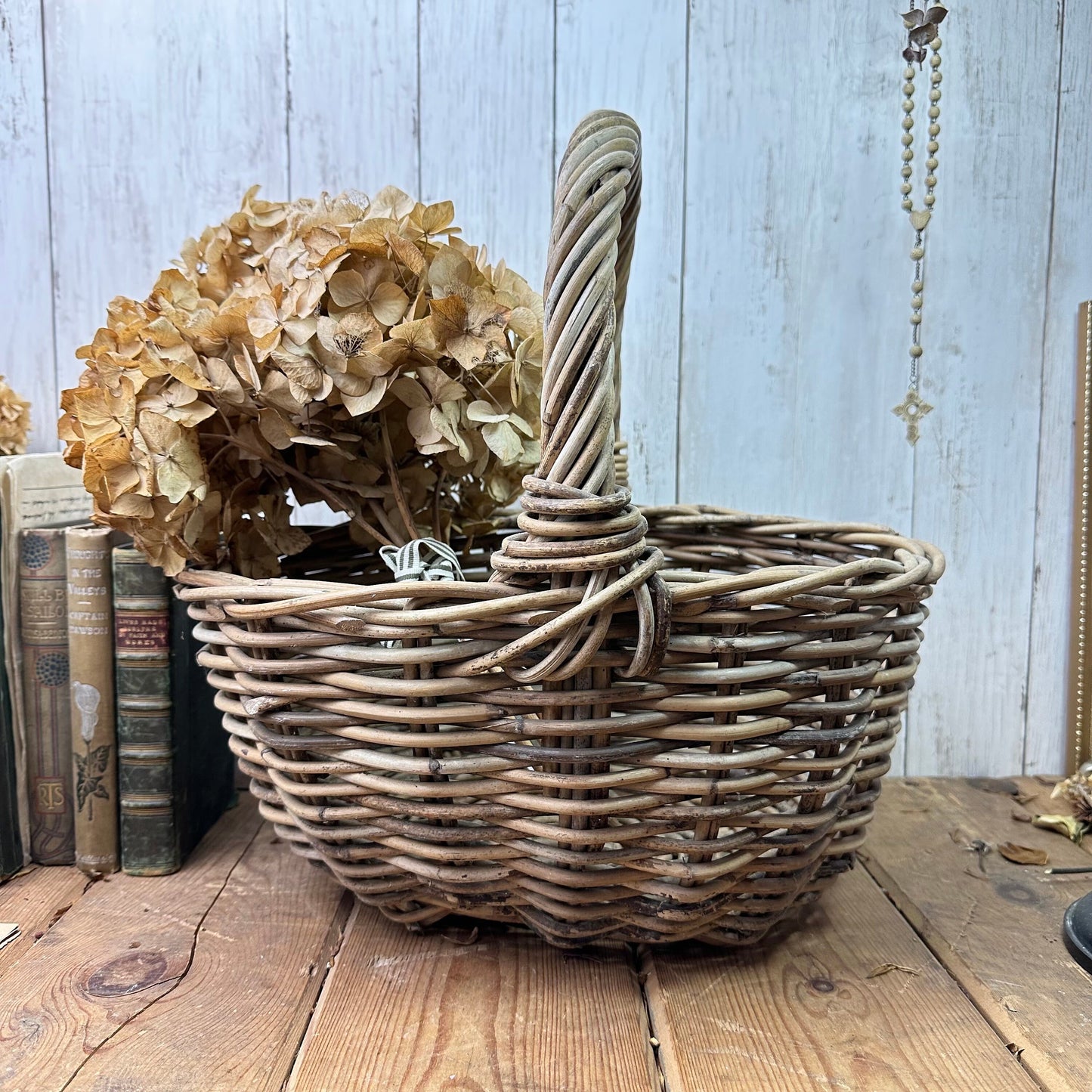 Vintage wicker hand woven basket