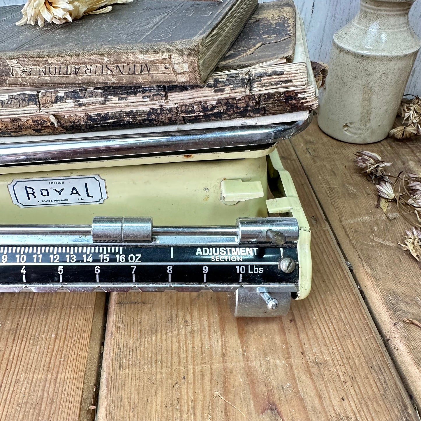 Vintage Royal Tower Enamel Yellow Kitchen Scales