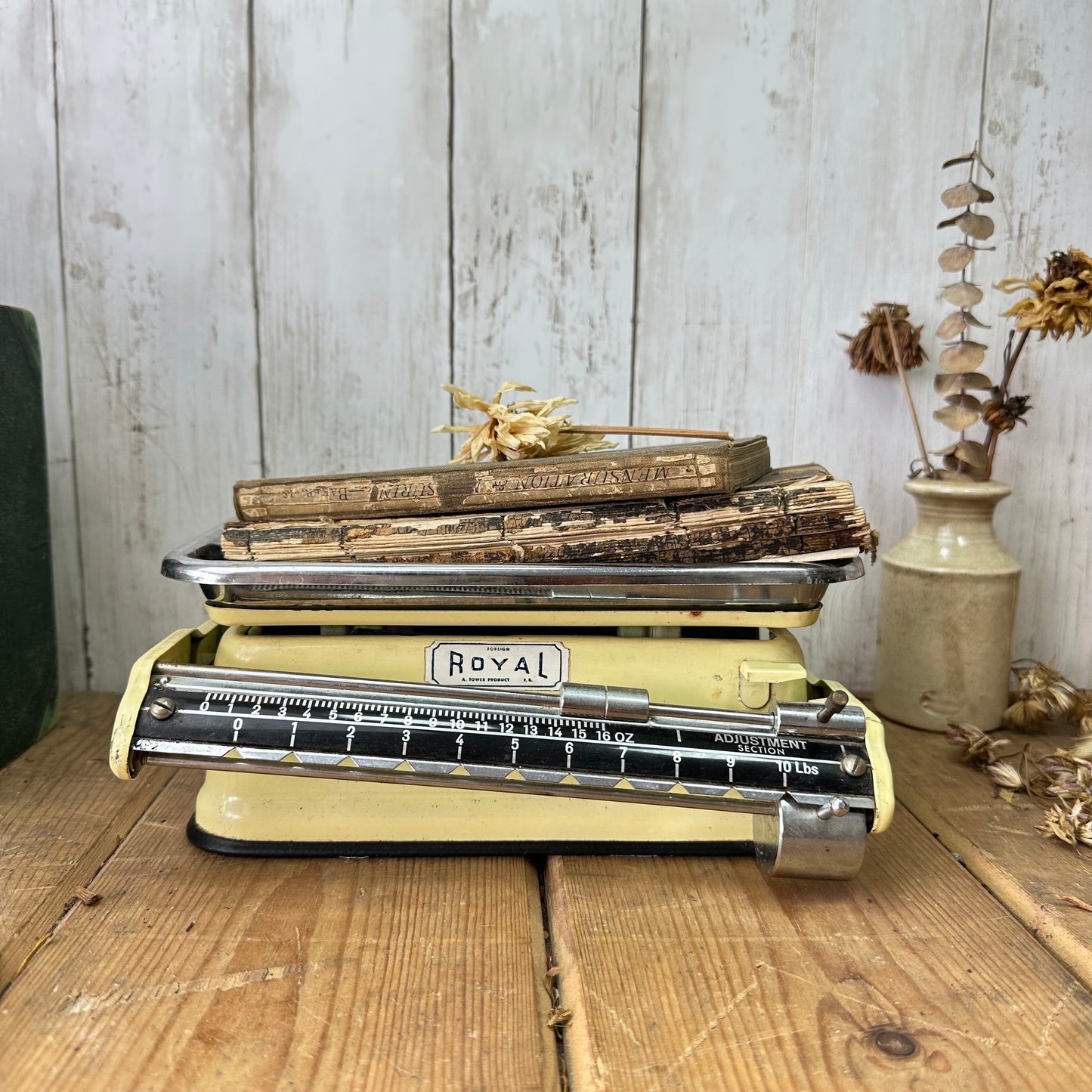 Vintage Royal Tower Enamel Yellow Kitchen Scales