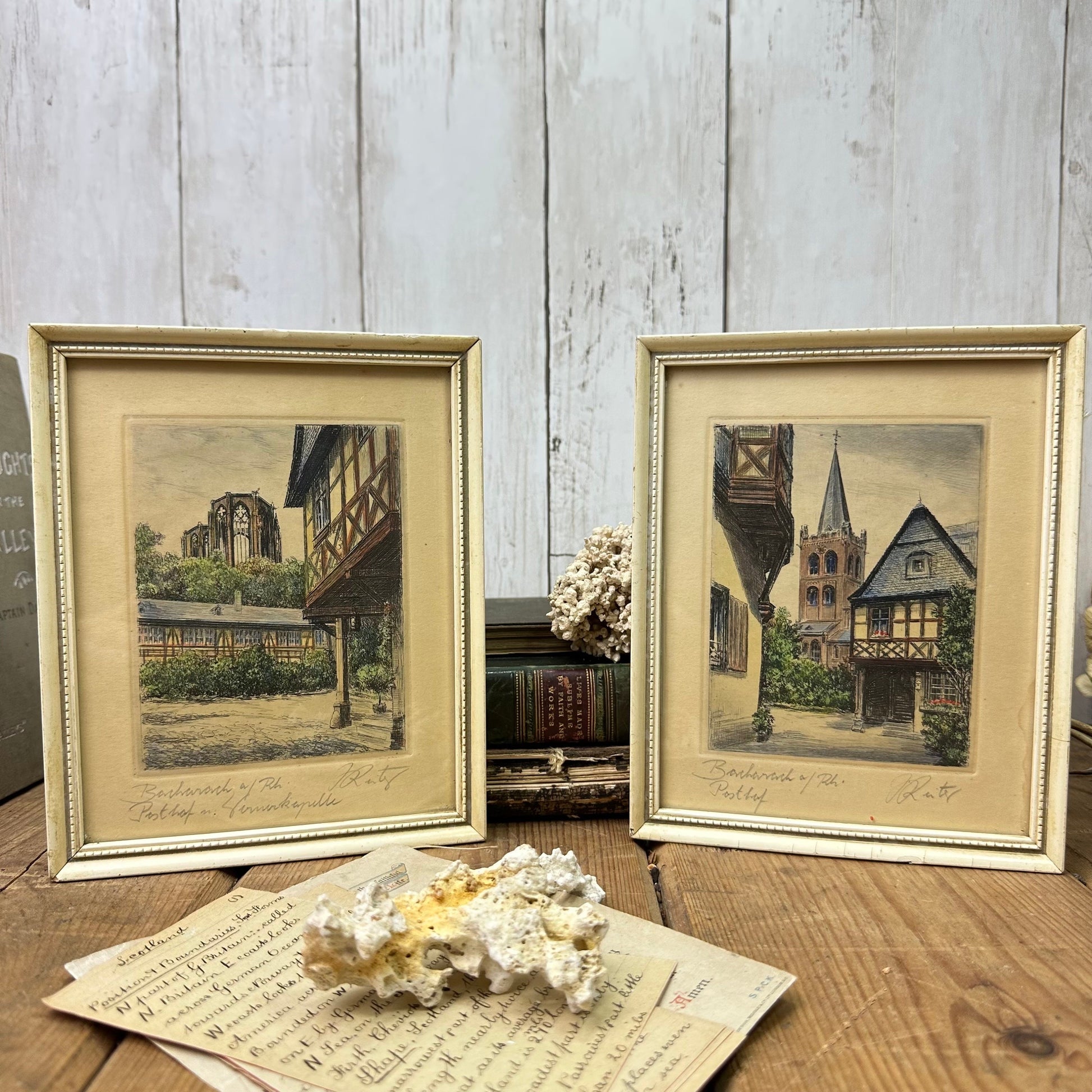 Pair of French Mid Century Street Scenes Prints