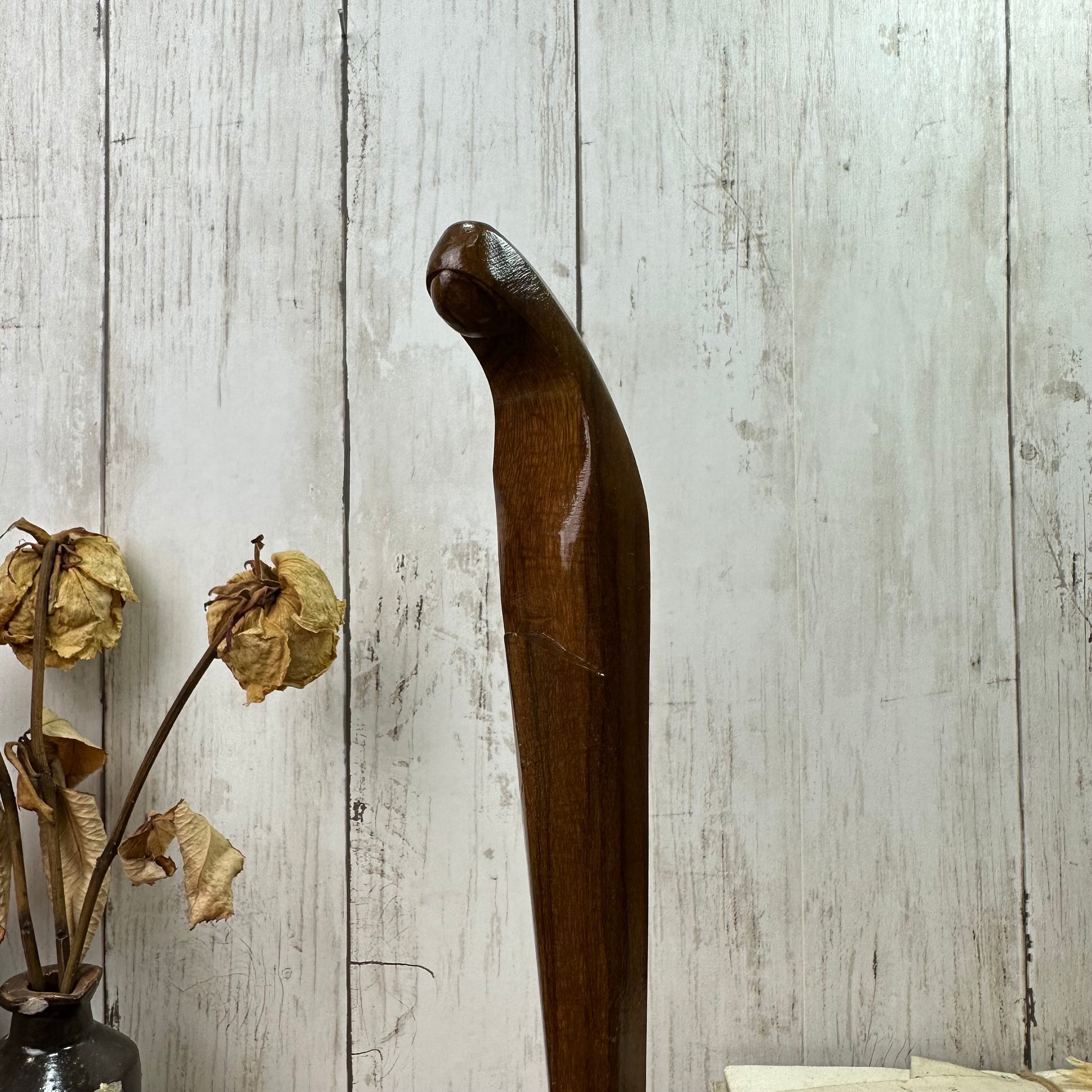 Wooden Virgin Mary Standing Vintage Figure