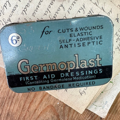 Three Vintage Tins, Germoplast, Band-Aid, Emergoplast