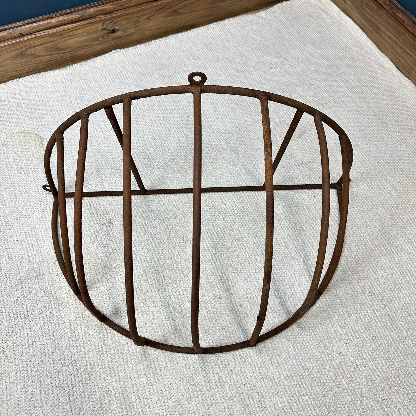 Antique Cast Iron Half Moon Hay Rack Wall Basket 