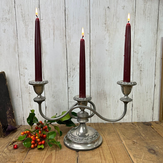 Beautiful Silver Plated Triple Candelabra