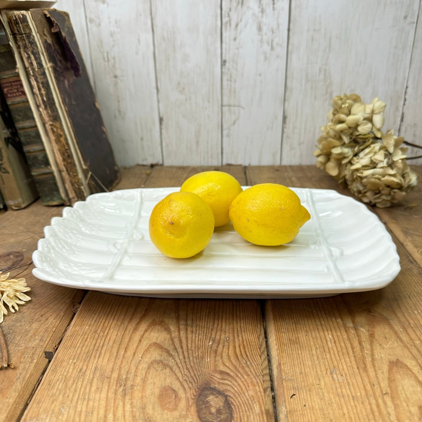 Vintage Italian Majolica Ware White Asparagus Platter