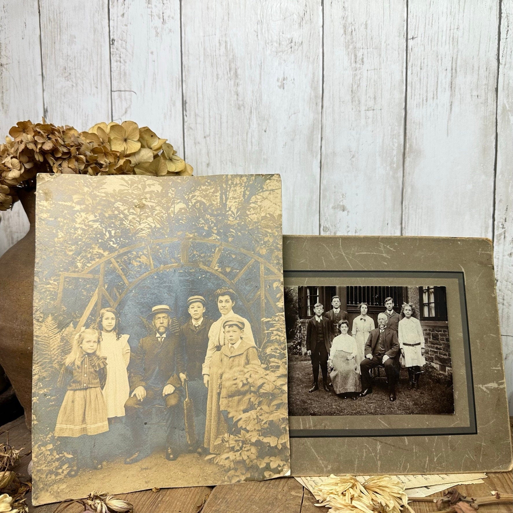 Pair of Victorian Black & White Portrait, Family Photographs