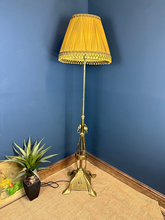 Antique Art Nouveau Brass Standard Lamp
