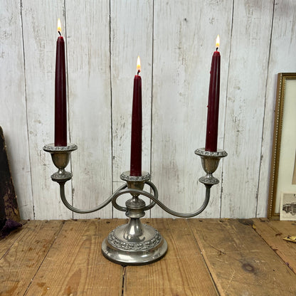 Beautiful Silver Plated Triple Candelabra