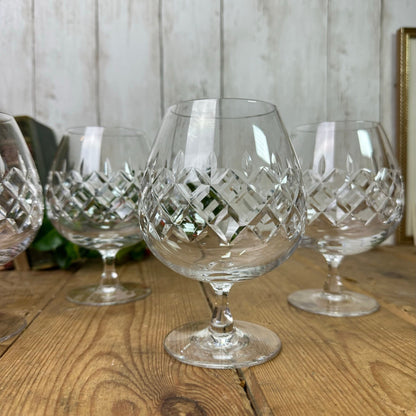 Six Vintage Brandy Gin Glasses Pattern A