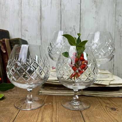 Six Vintage Brandy Gin Glasses Pattern A