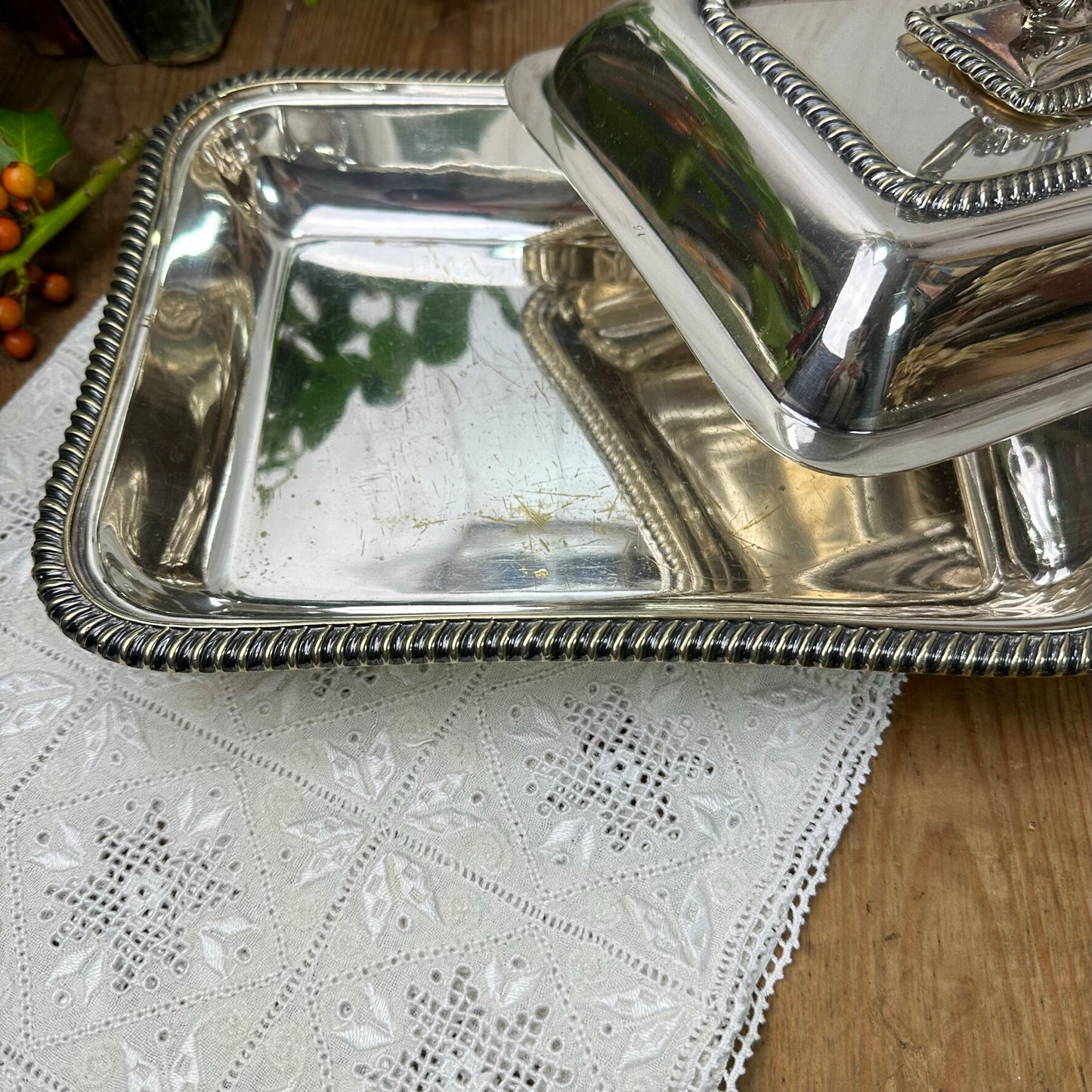 Stunning Sliver Plated Edwardian Rectangle Entrée Dish Serving Dish