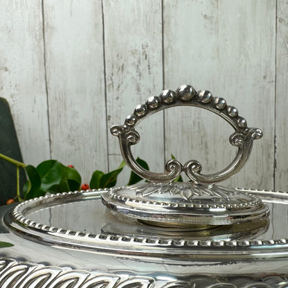 Stunning Sliver Plated Edwardian Oval Entrée Dish* - The Blind Mole