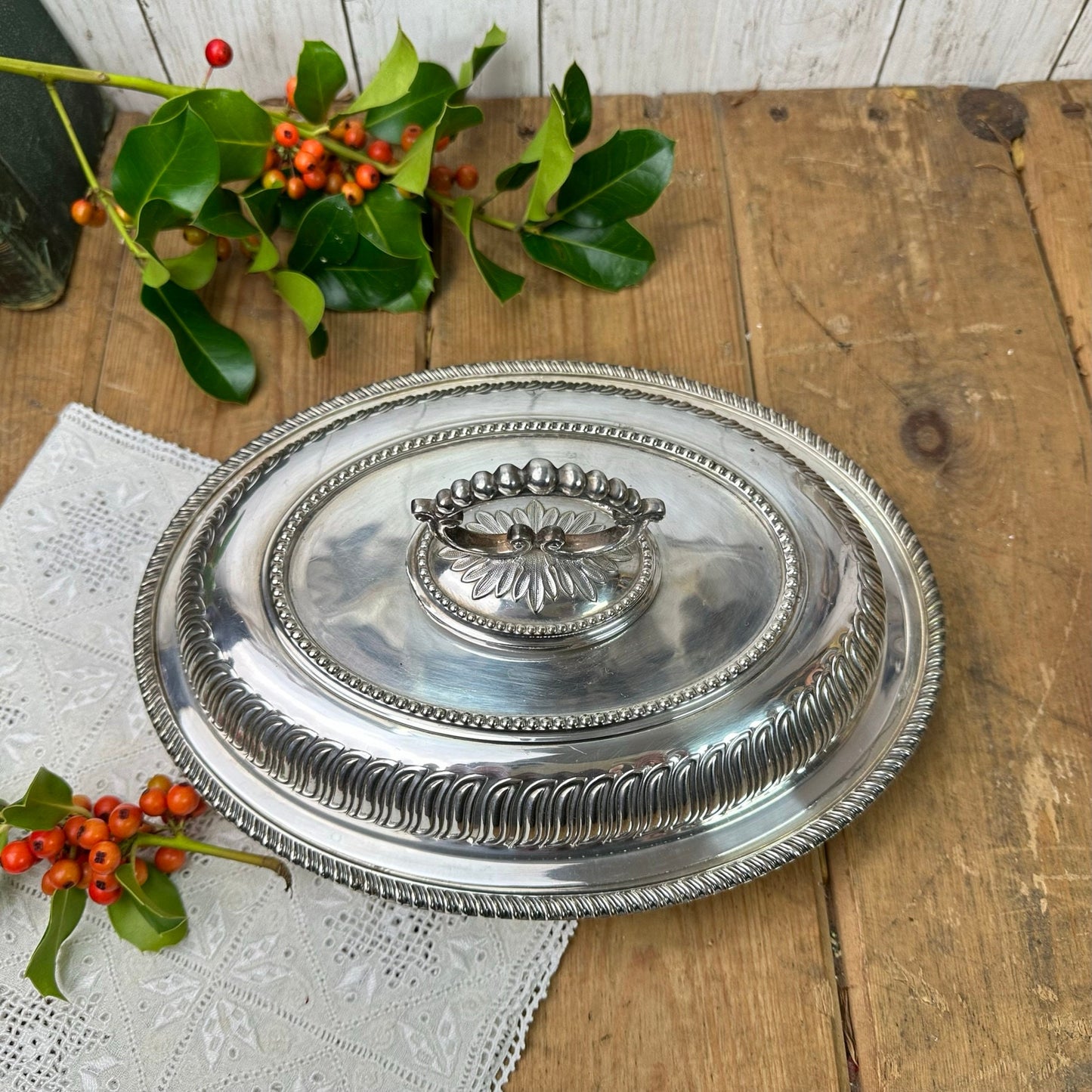 Stunning Sliver Plated Edwardian Oval Entrée Dish* - The Blind Mole