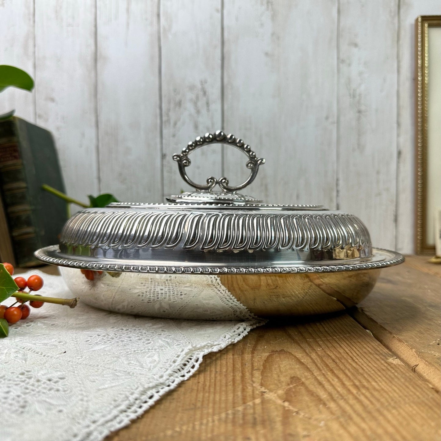 Stunning Sliver Plated Edwardian Oval Entrée Dish* - The Blind Mole