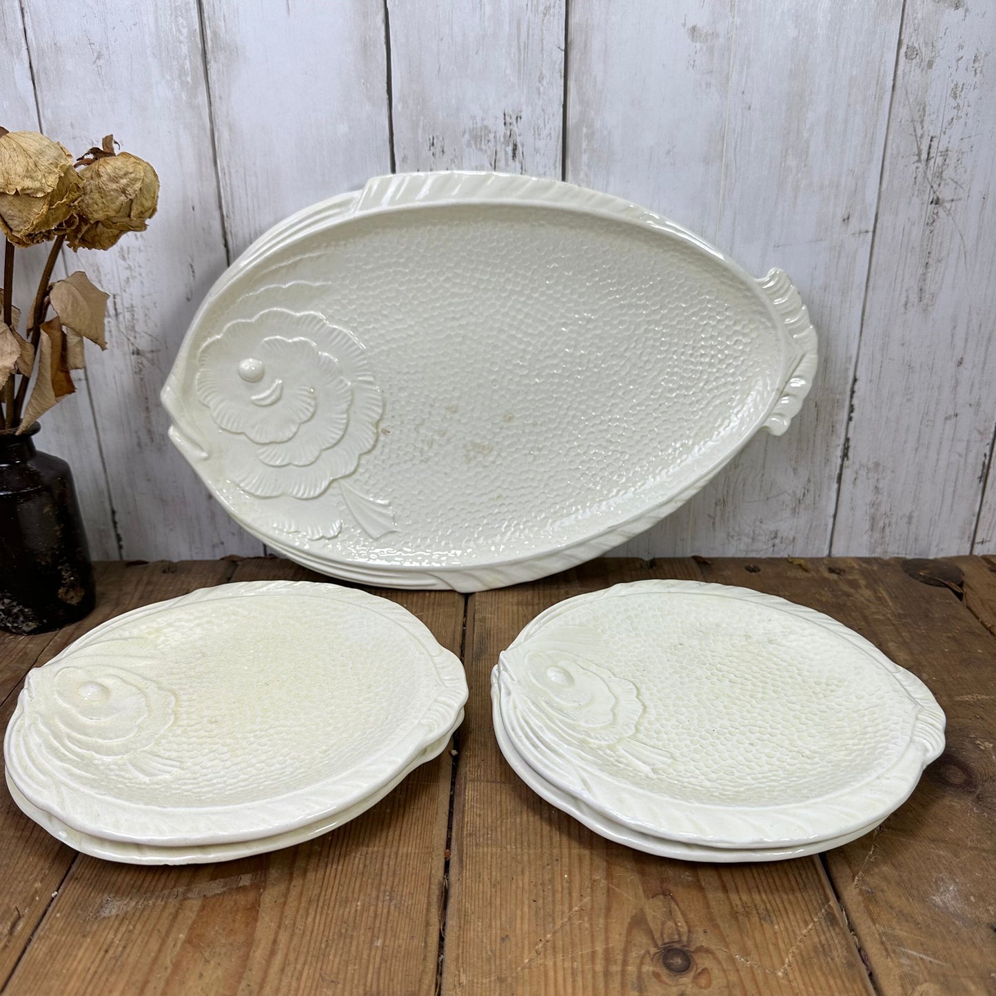 Vintage Fish Shaped Side plates & Serving Platter