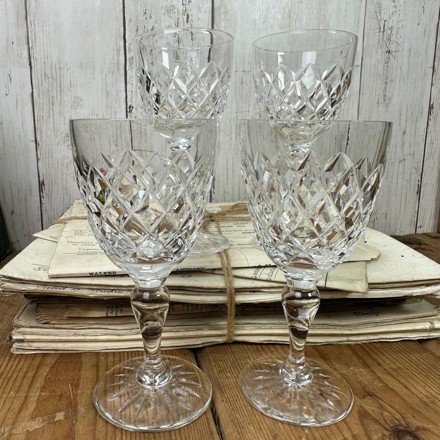 Set of Four Vintage Wine Glasses Pattern B