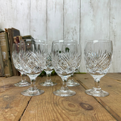 Set of Six Vintage Wine Glasses Pattern D