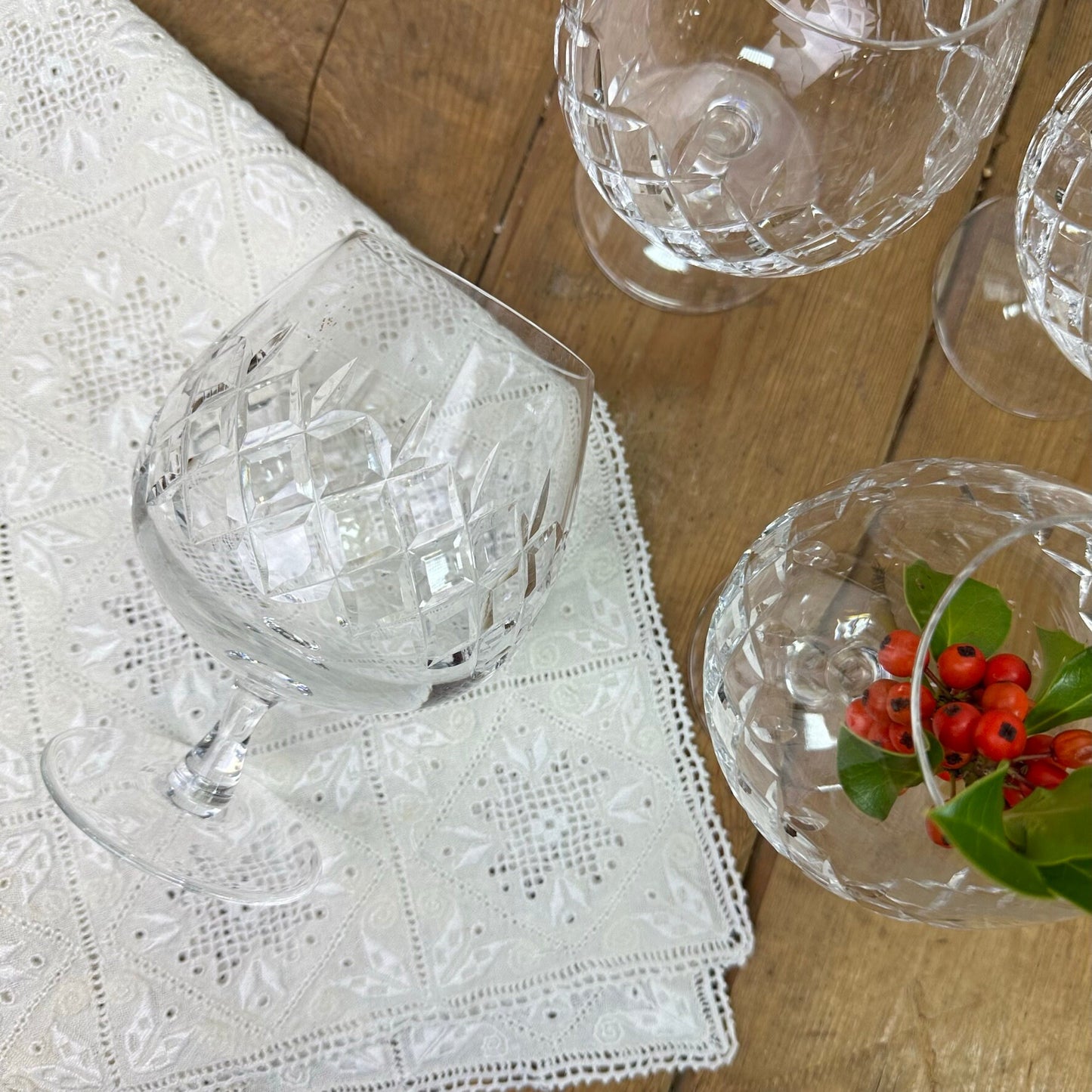 Six Vintage Brandy Gin Glasses Pattern A