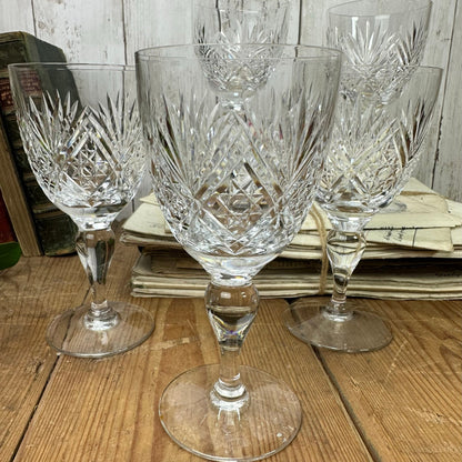 Five Vintage Taller Wine Glasses Pattern D