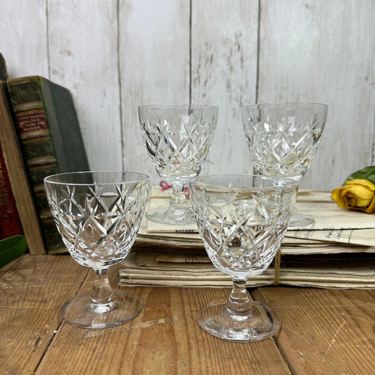 Set of Four Vintage Wine Glasses Pattern A