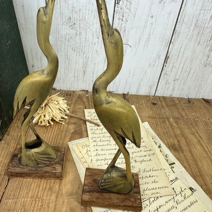 Pair of Bone Mid Century Crane Figures