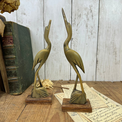 Pair of Bone Mid Century Crane Figures 