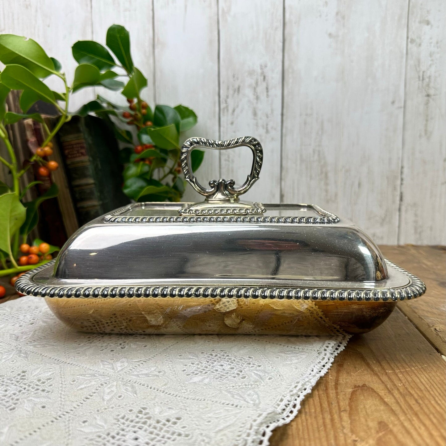 Stunning Sliver Plated Edwardian Rectangle Entrée Dish Serving Dish