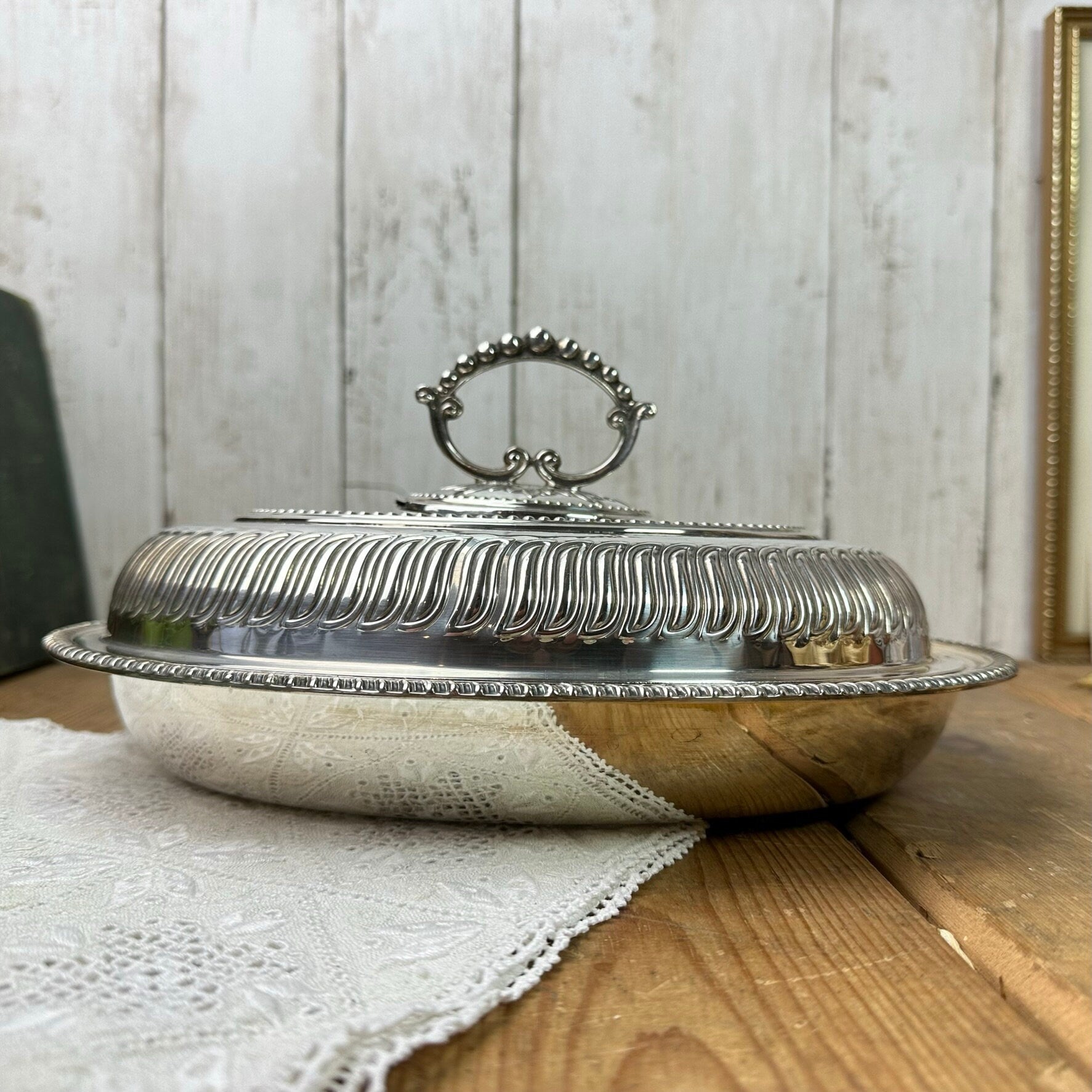 Stunning Sliver Plated Edwardian Oval Entrée Dish* - The Blind Mole