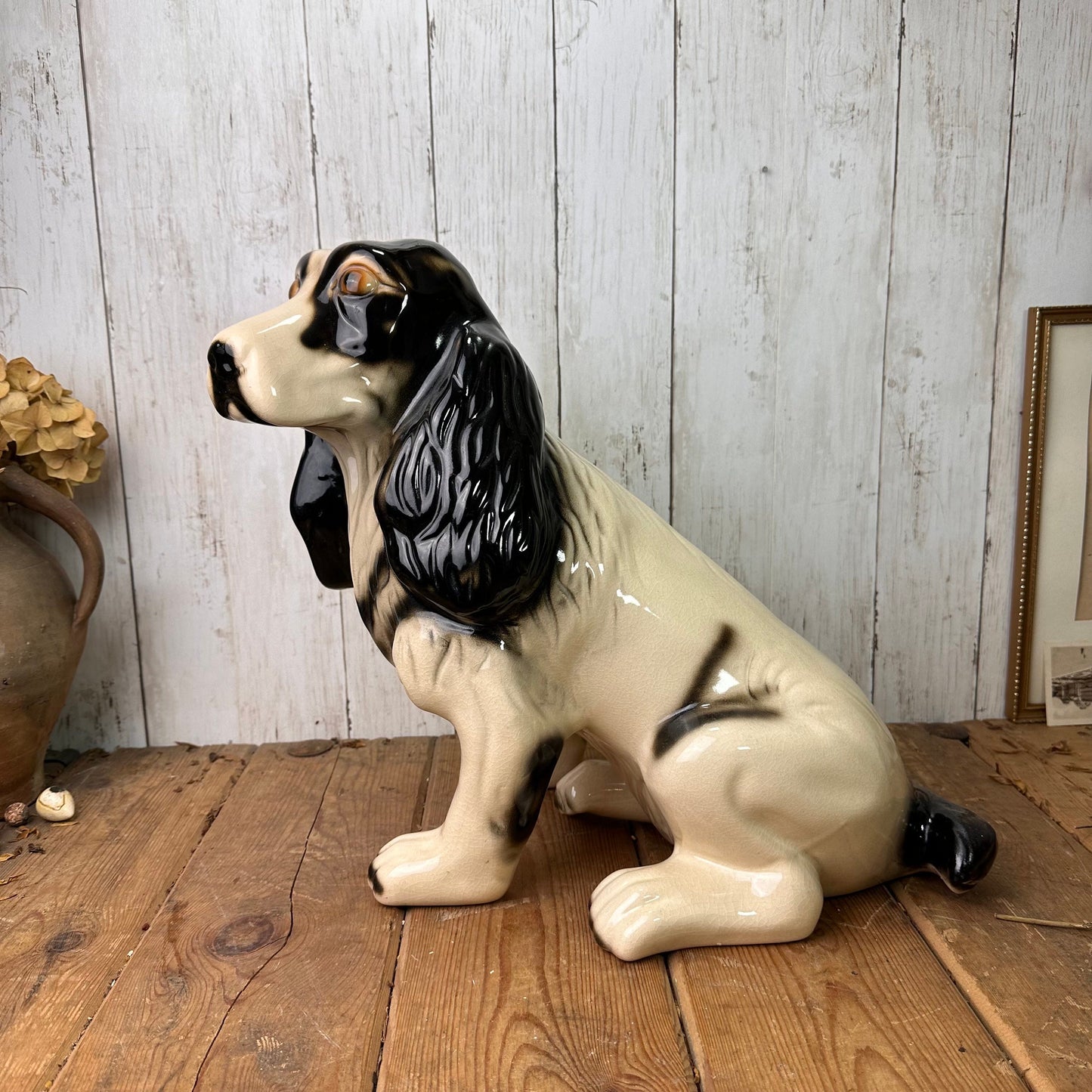 Vintage Huge Italian Porcelain Cocker Spaniel Statue