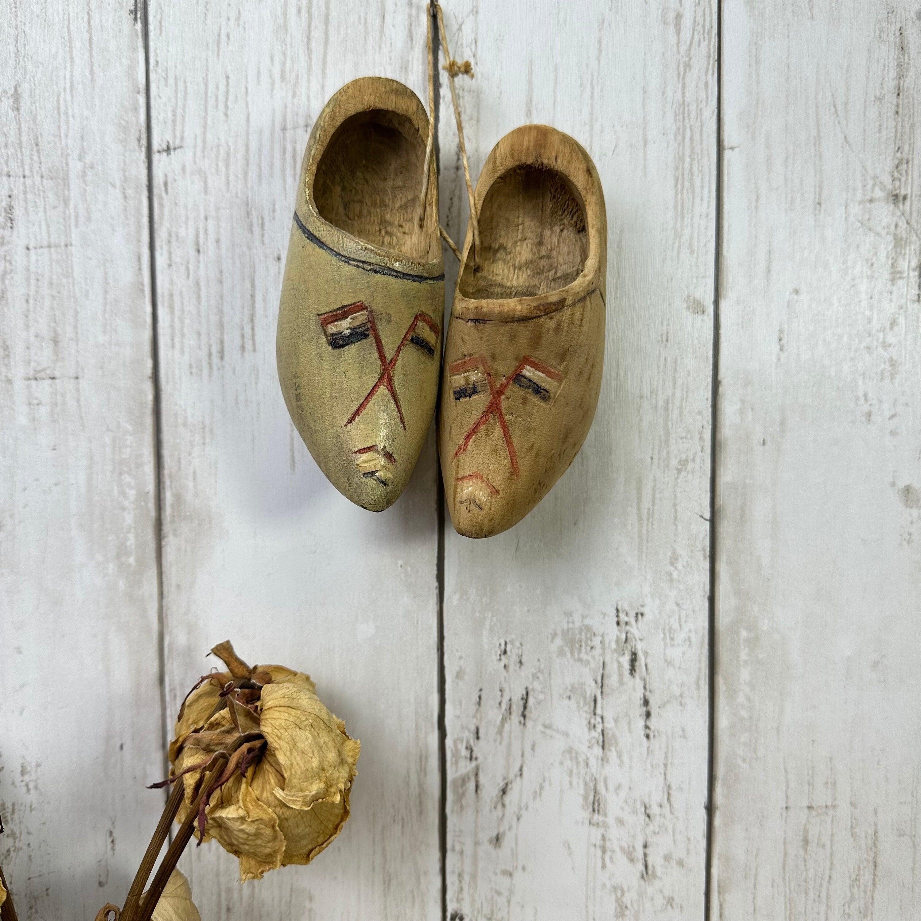 Antique Folk Art French Carved Wooden Clogs The Blind Mole