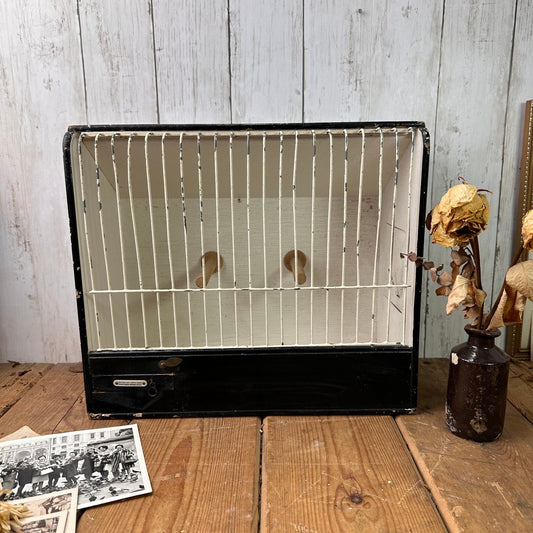 Vintage Black & White Wooden Canary Show Exhibition Bird Cage