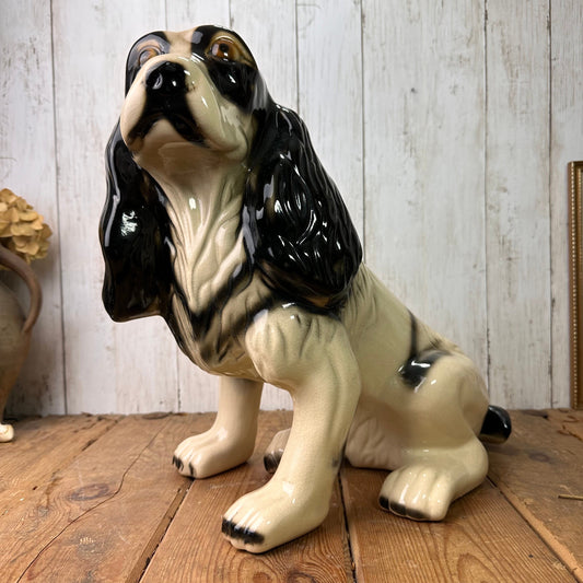 Vintage Huge Italian Porcelain Cocker Spaniel Statue Sculpture