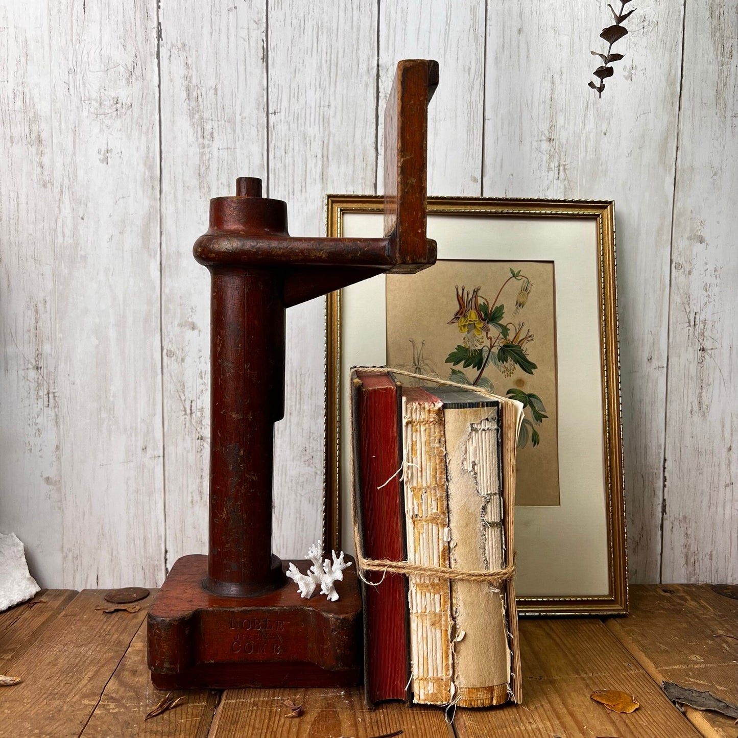 Antique Wooden Bookend Noble & Come Slide Bracket