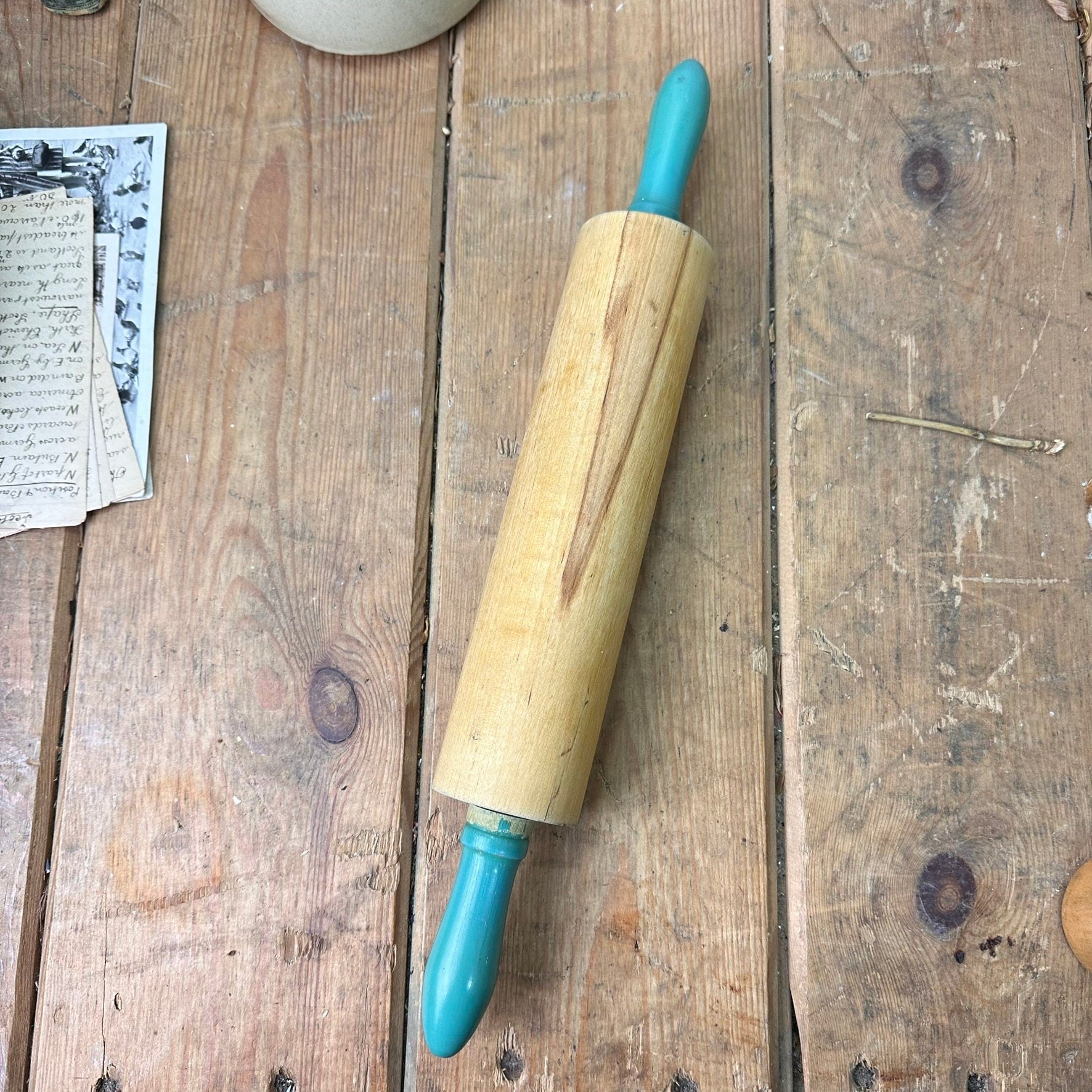 Traditional Wooden Green Rolling Pin* - The Blind Mole