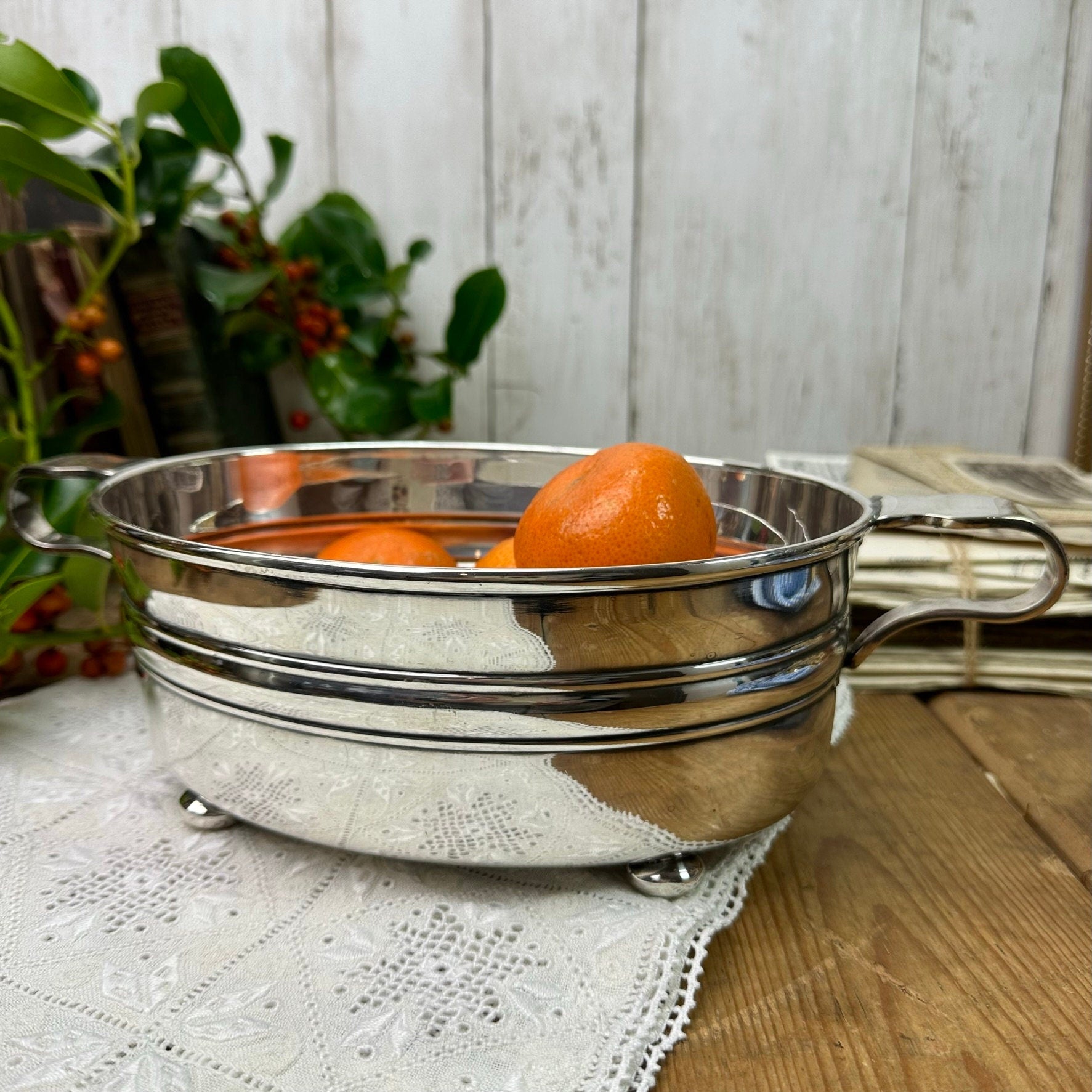 Stunning Sliver Plated Twin Handled Serving Dish Fruit Bowl