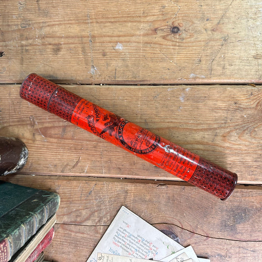 Antique Allcocks Porous Plaster Cylindrical Red Tin