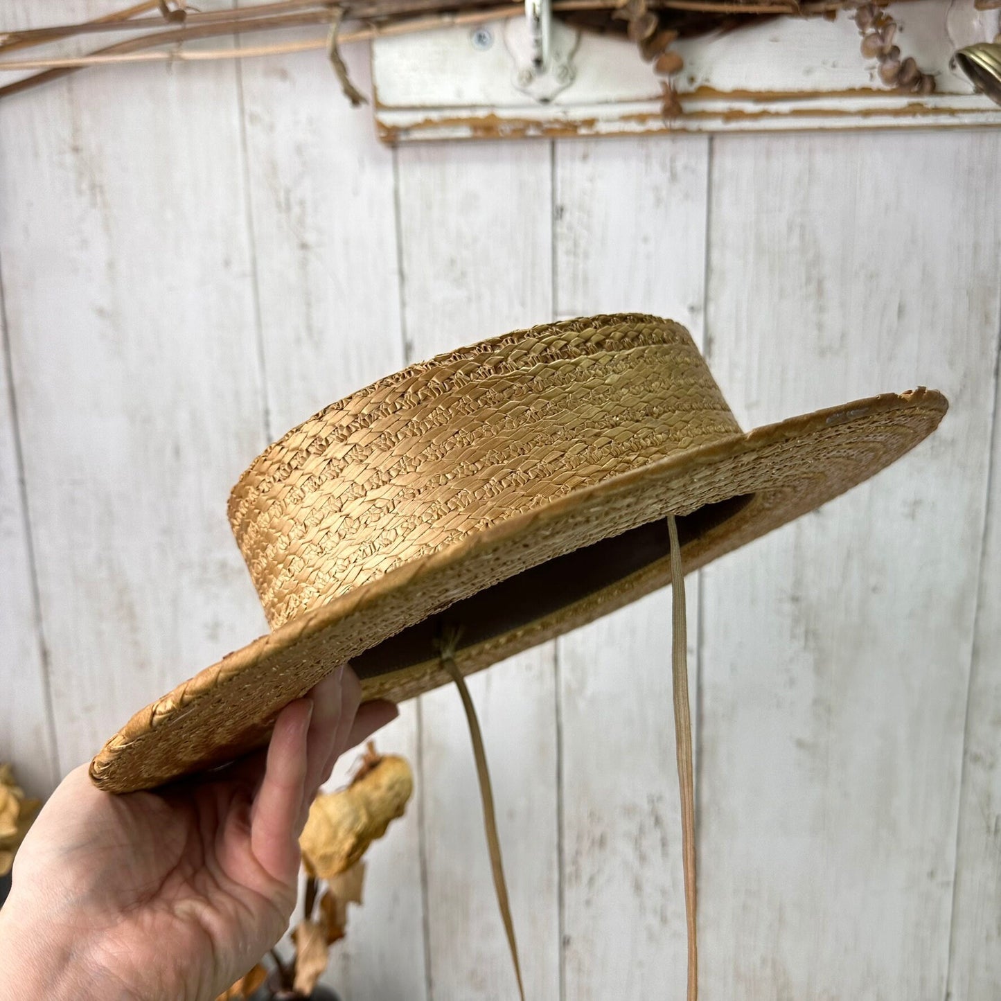 Vintage Straw Boater Hat Ridgmonk