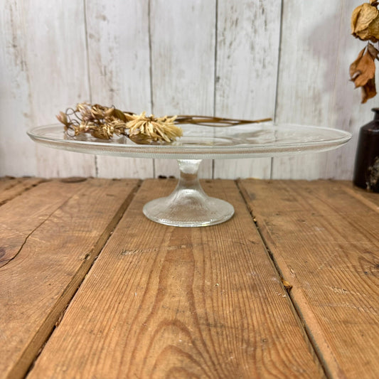 Pressed Glass Mid Century Cake Stand