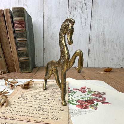 Mid Century Brass Standing Ancient Greek Horse Figure