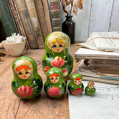 Vintage Wooden Russian Stacking Dolls, Nesting Dolls