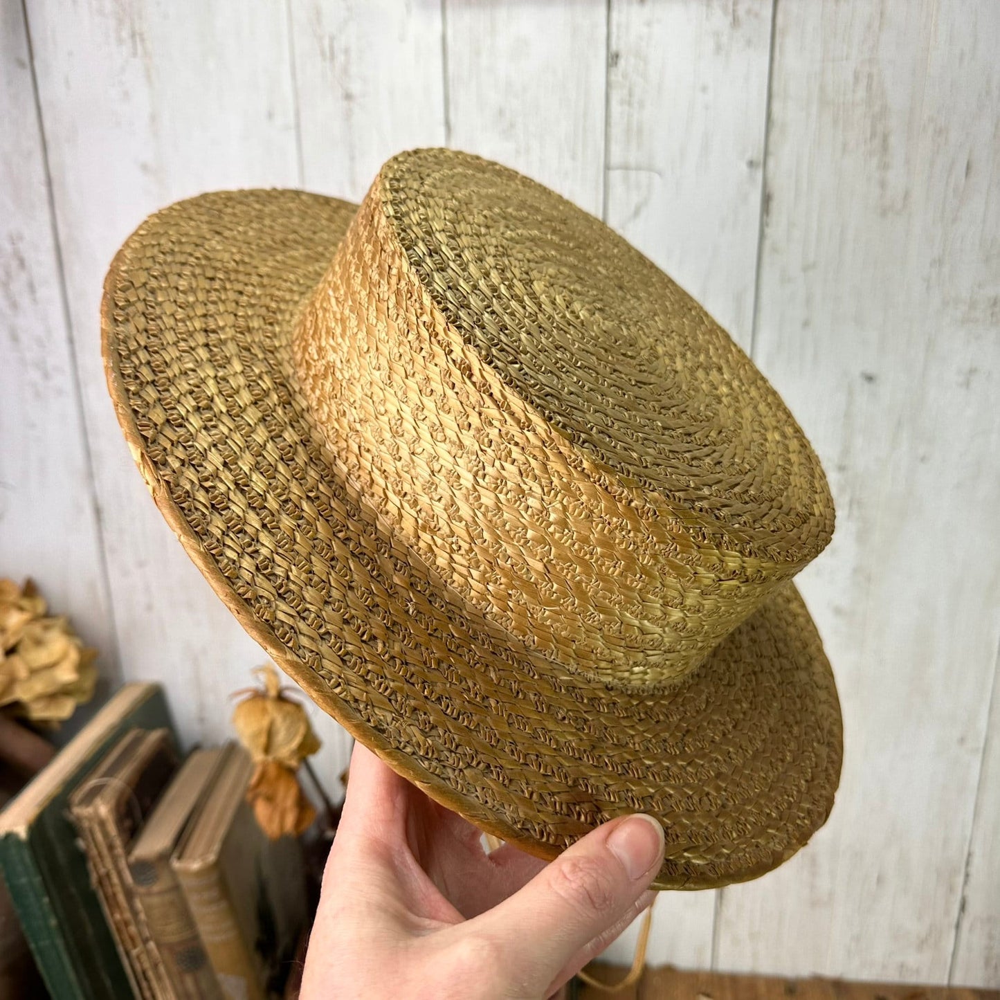 Vintage Straw Boater Hat Ridgmonk