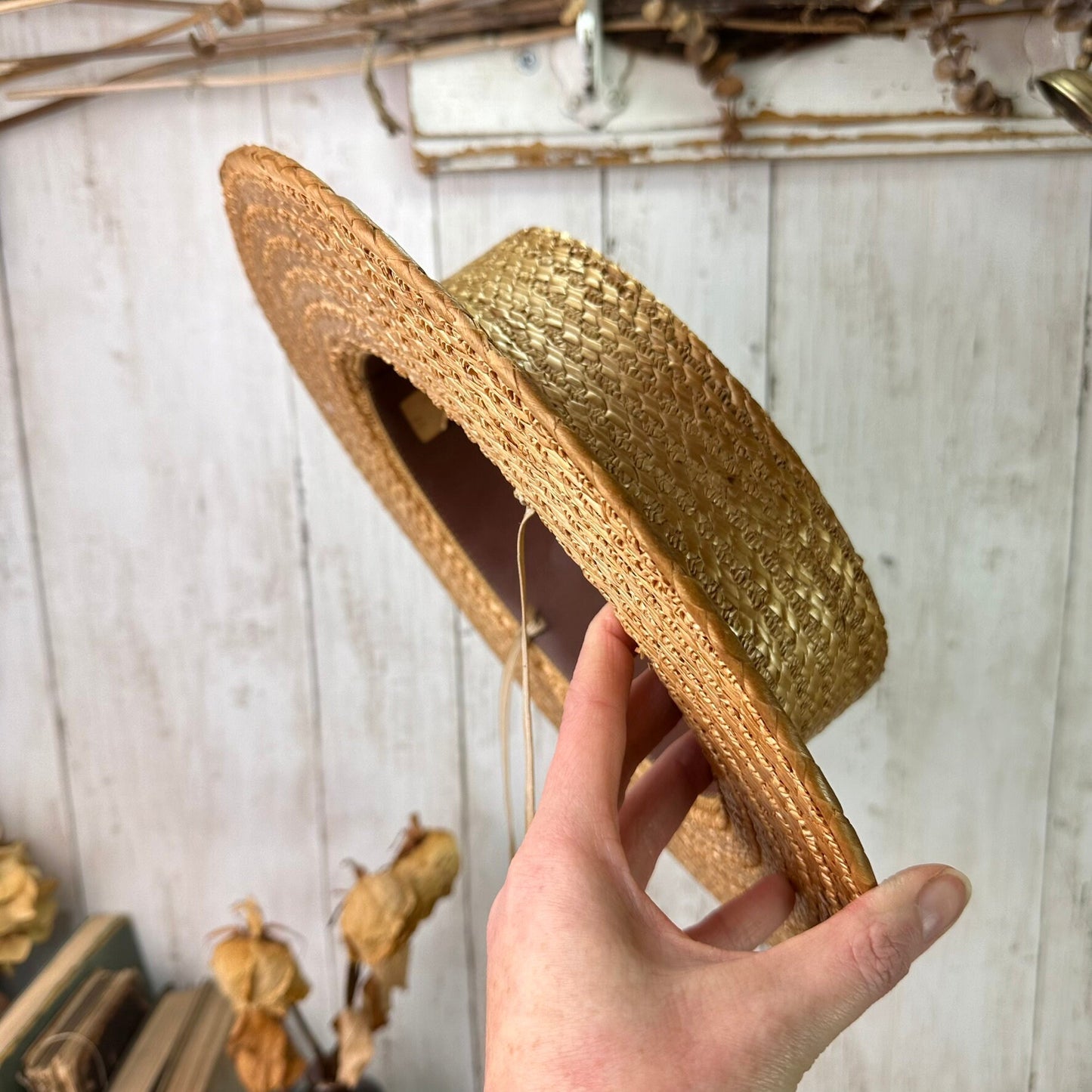 Vintage Straw Boater Hat Ridgmonk