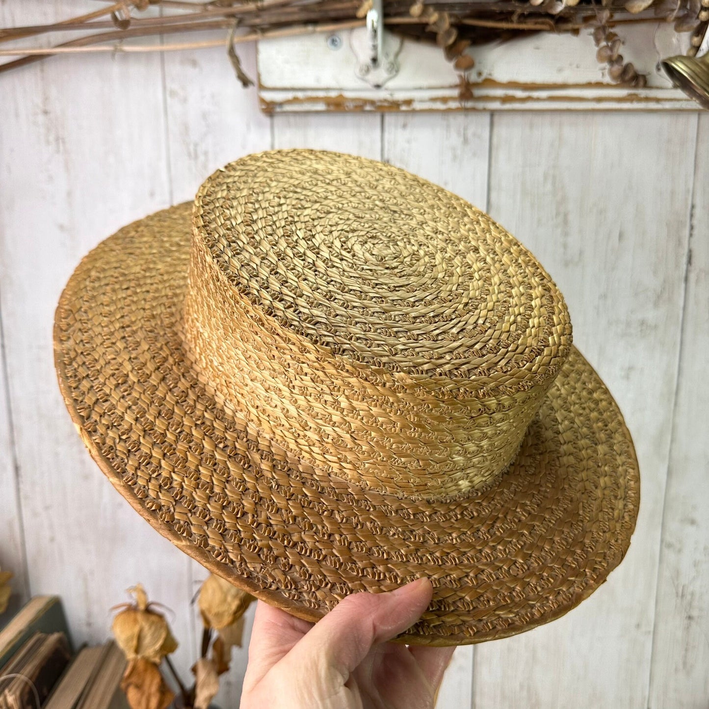 Vintage Straw Boater Hat Ridgmonk