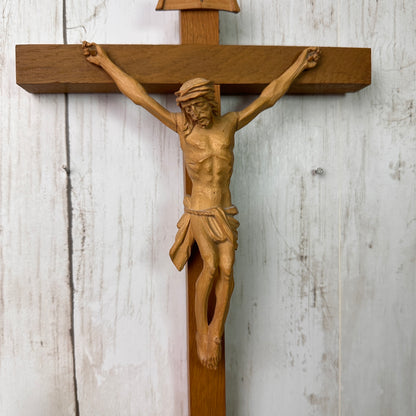 Vintage Wooden Cross Wall Hanging Crucifix