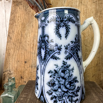 Blue Victorian Transfer-ware Water Jug